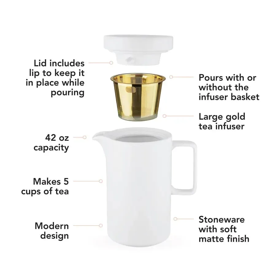 Jona Matte Finish Teapot in White by Pinky Up