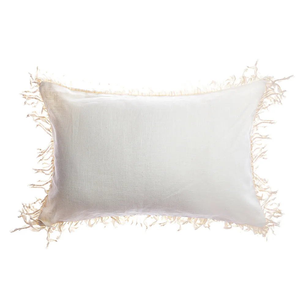 Knotted Fringes Linen Square Pillow