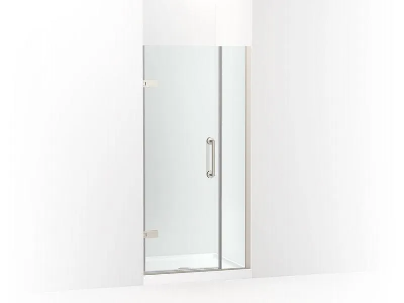 KOHLER K-27589-10L Components 33-5/8"–34-3/8" W x 71-1/2" H frameless pivot shower door with 3/8" Crystal Clear glass and back-to-back vertical door pulls