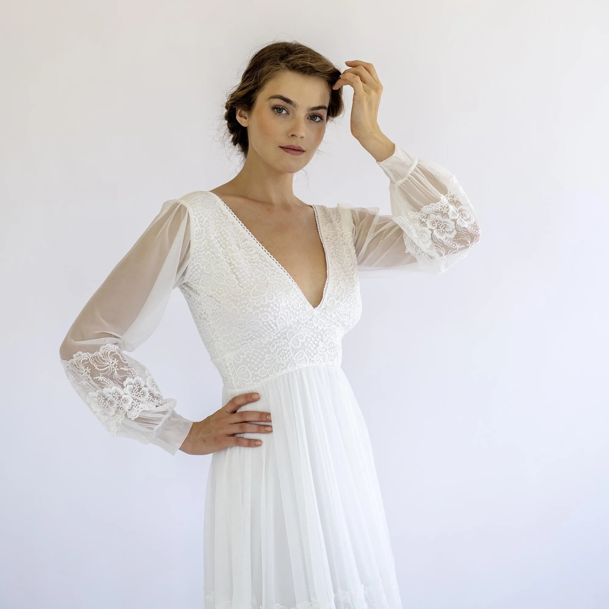 Lace and Chiffon Mesh Dress #1486