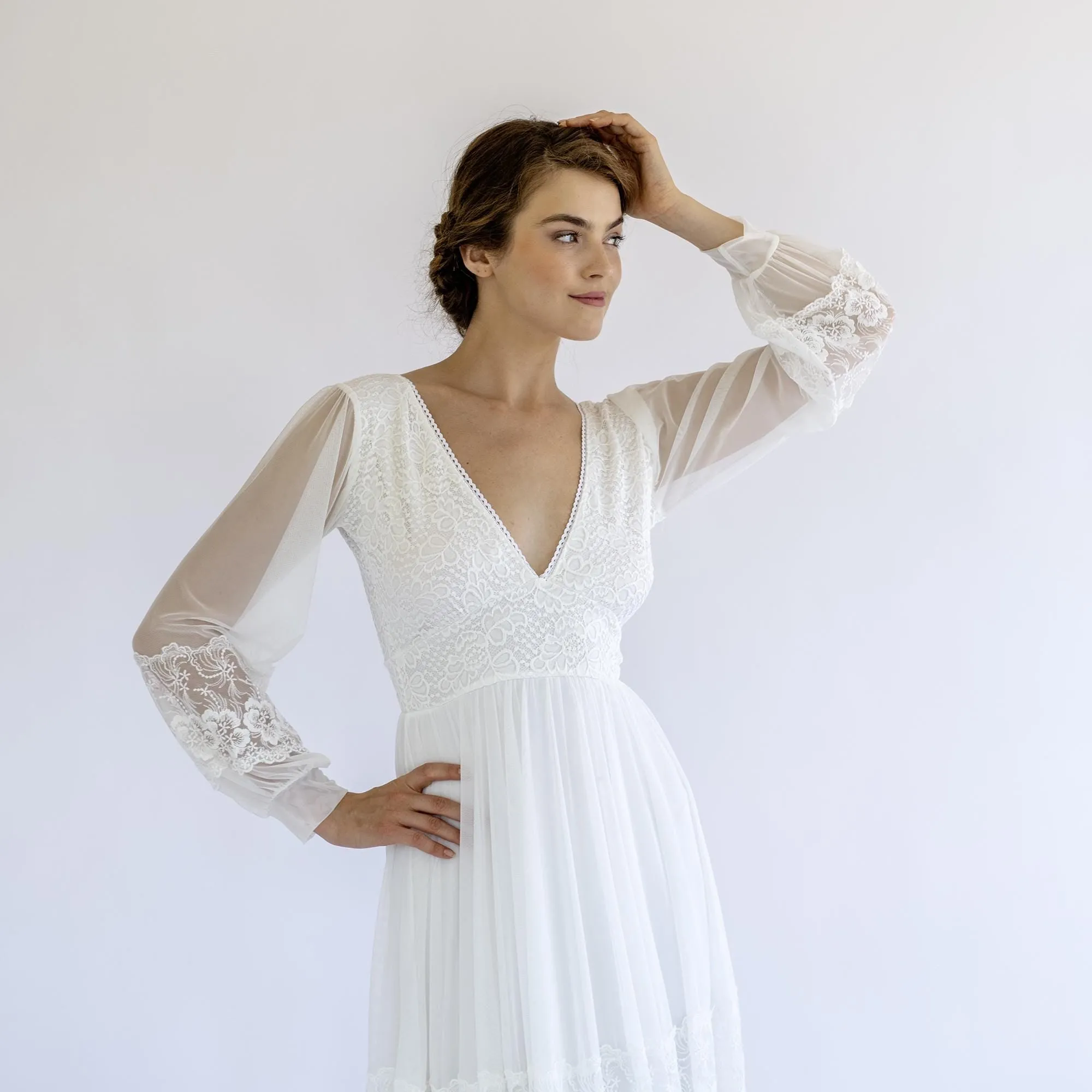 Lace and Chiffon Mesh Dress #1486