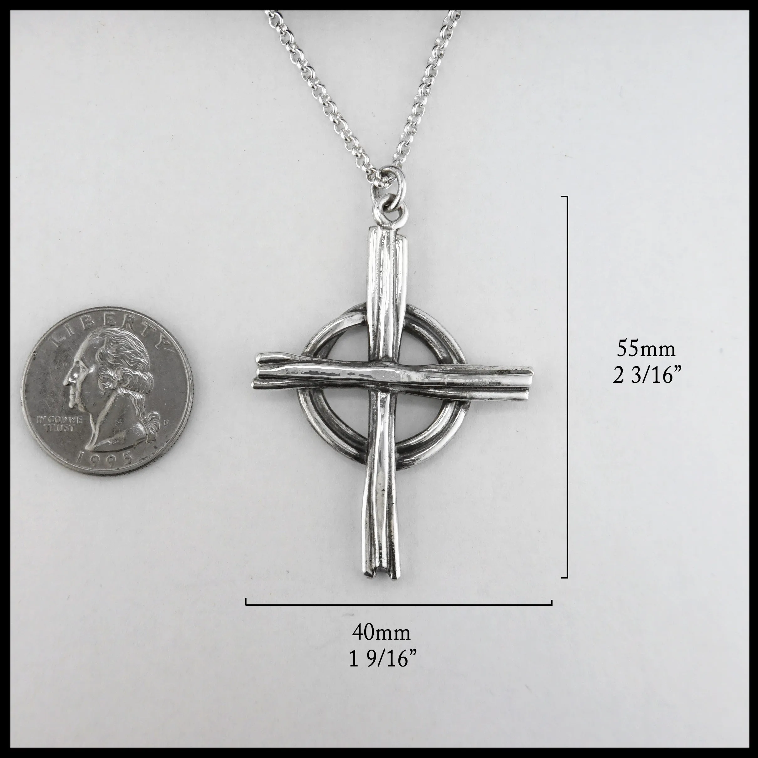 Large Daisy's Cross Pendant in Silver