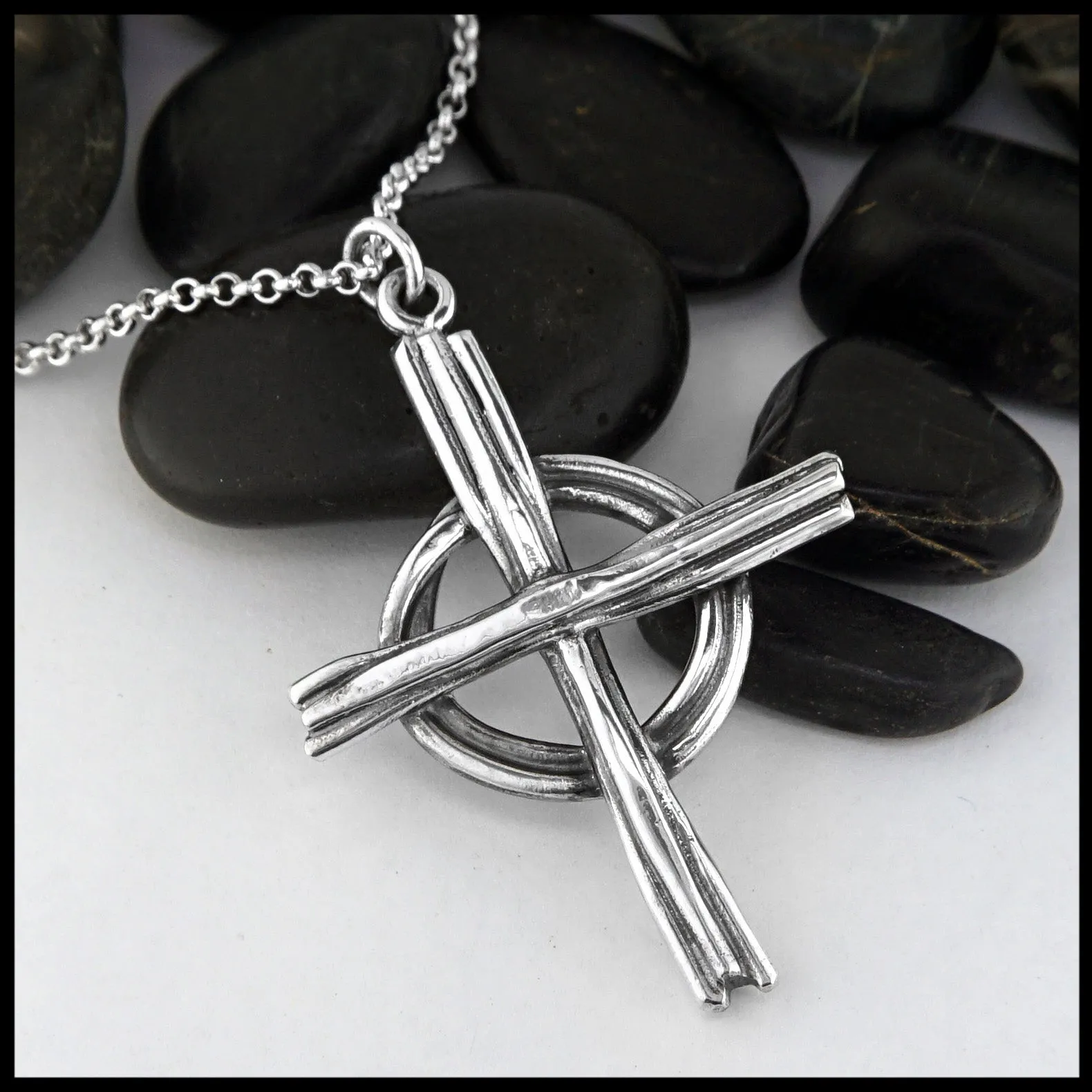 Large Daisy's Cross Pendant in Silver