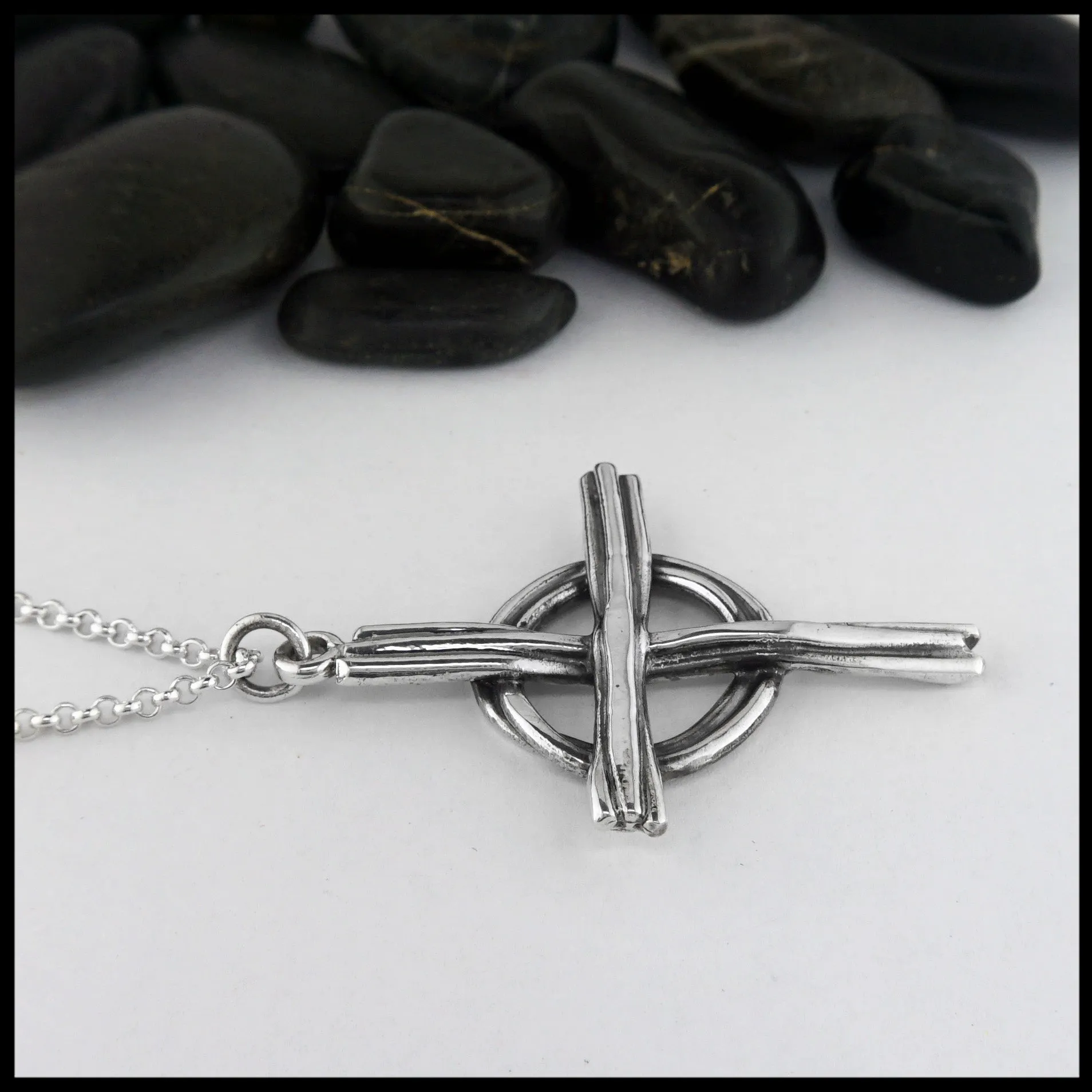 Large Daisy's Cross Pendant in Silver