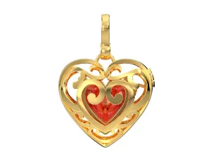 Large Ladies 14k Yellow Gold Polished Gemstone Heart Locket Pendant Necklace, 26mm
