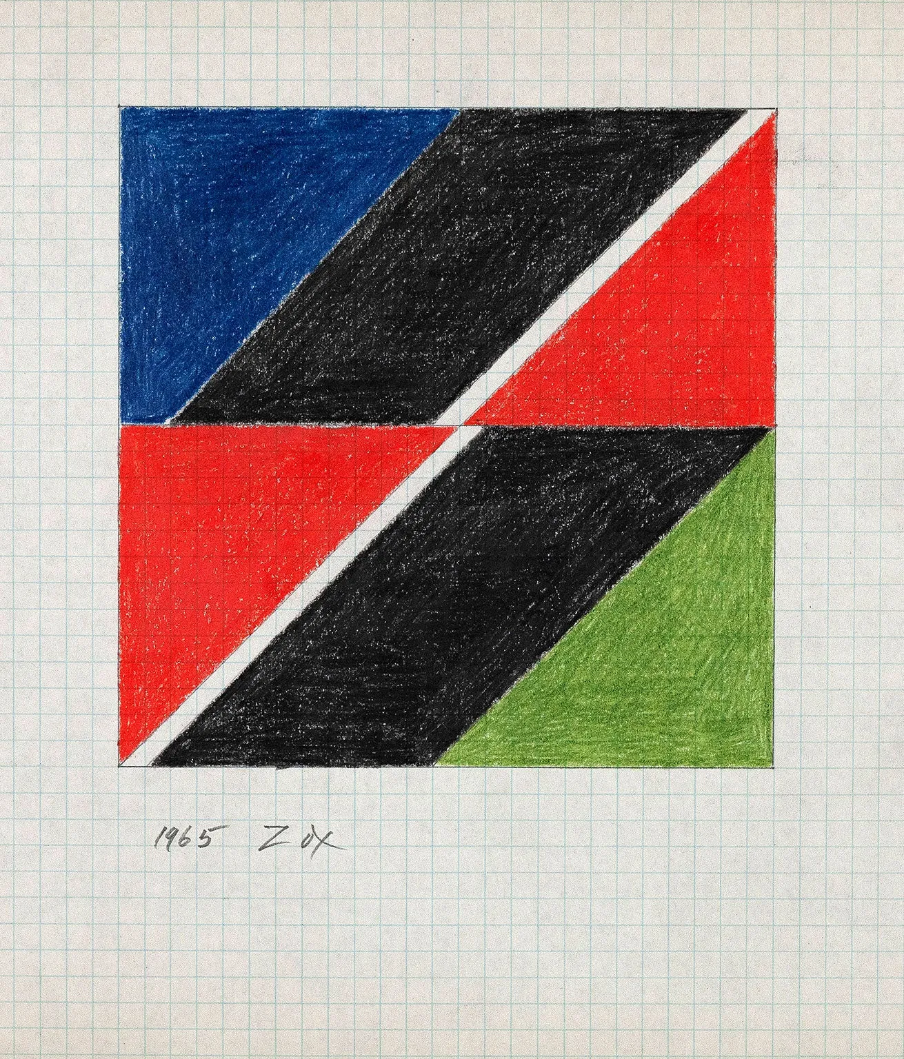 LARRY ZOX "BLACK PUSH" DRAWING, 1965