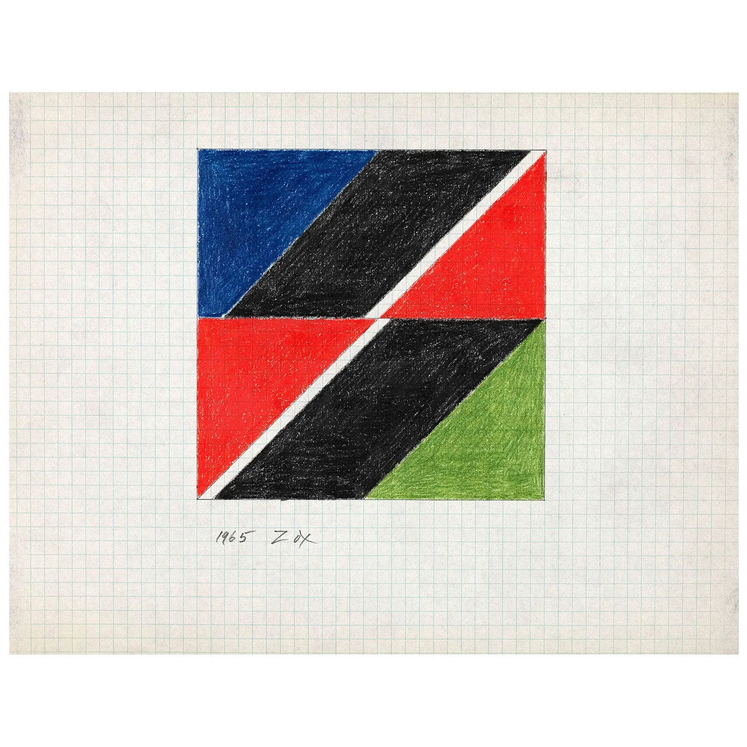LARRY ZOX "BLACK PUSH" DRAWING, 1965