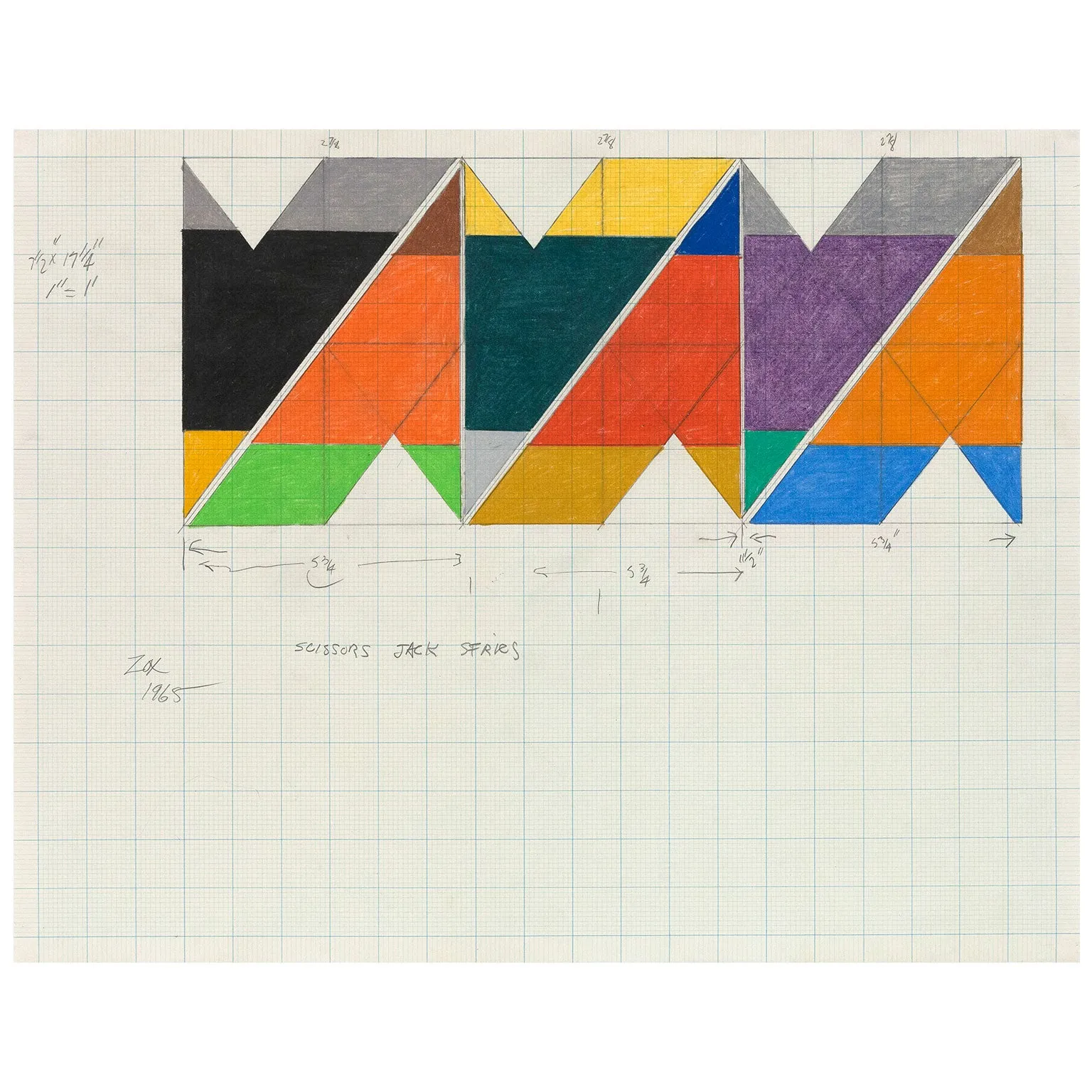 LARRY ZOX "SCISSOR JACK" DRAWING, 1965
