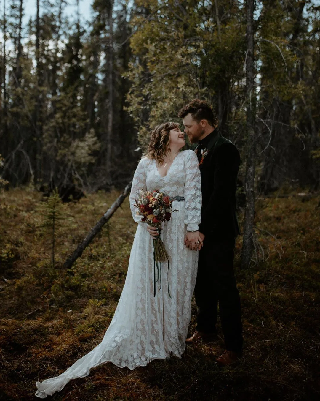 Leaves lace wedding dress #1208
