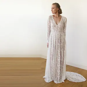 Leaves lace wedding dress #1208