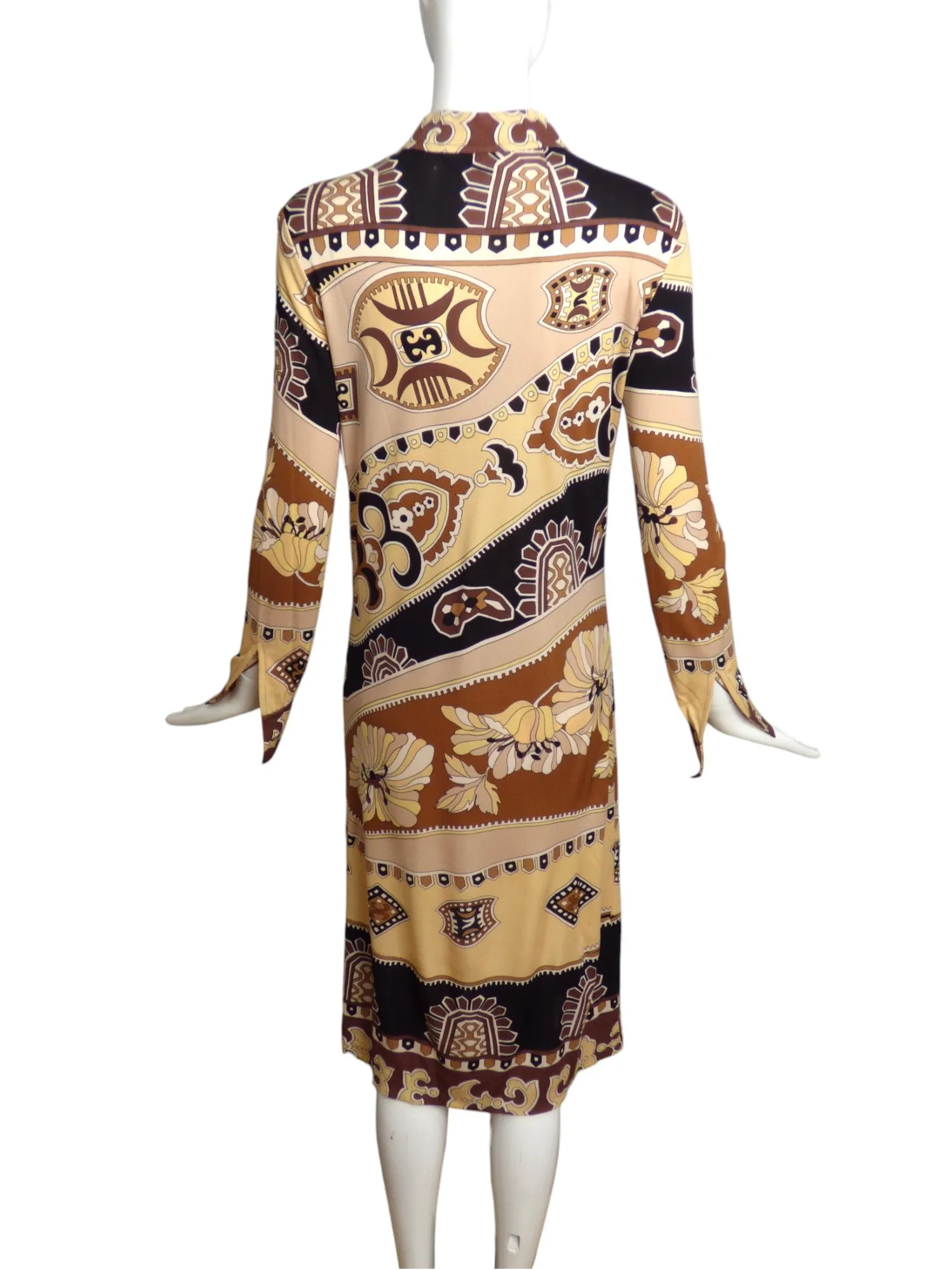 LEONARD-1970s Printed Silk Knit Dress, Size-4