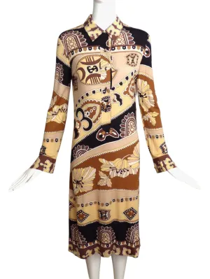 LEONARD-1970s Printed Silk Knit Dress, Size-4