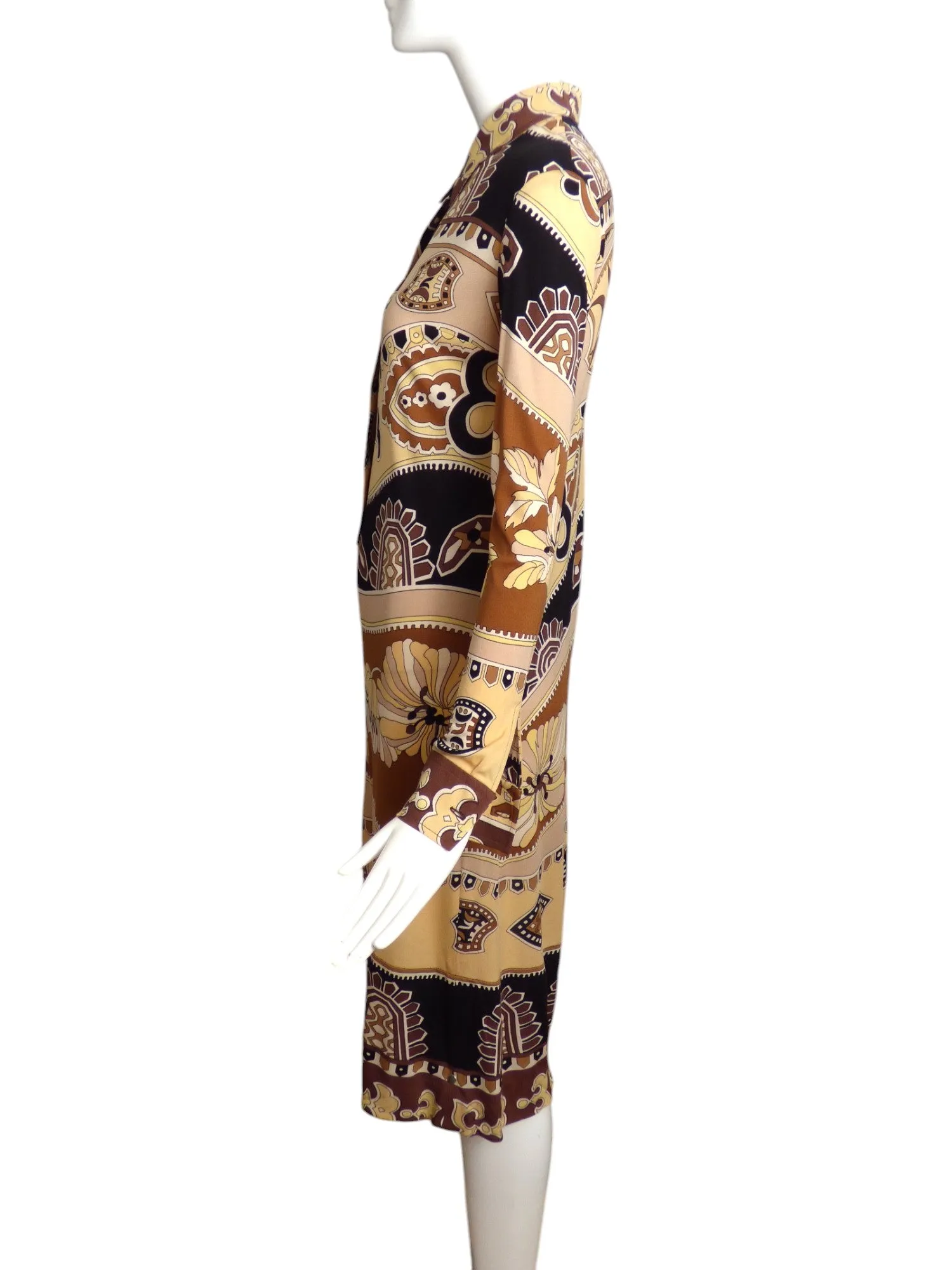LEONARD-1970s Printed Silk Knit Dress, Size-4