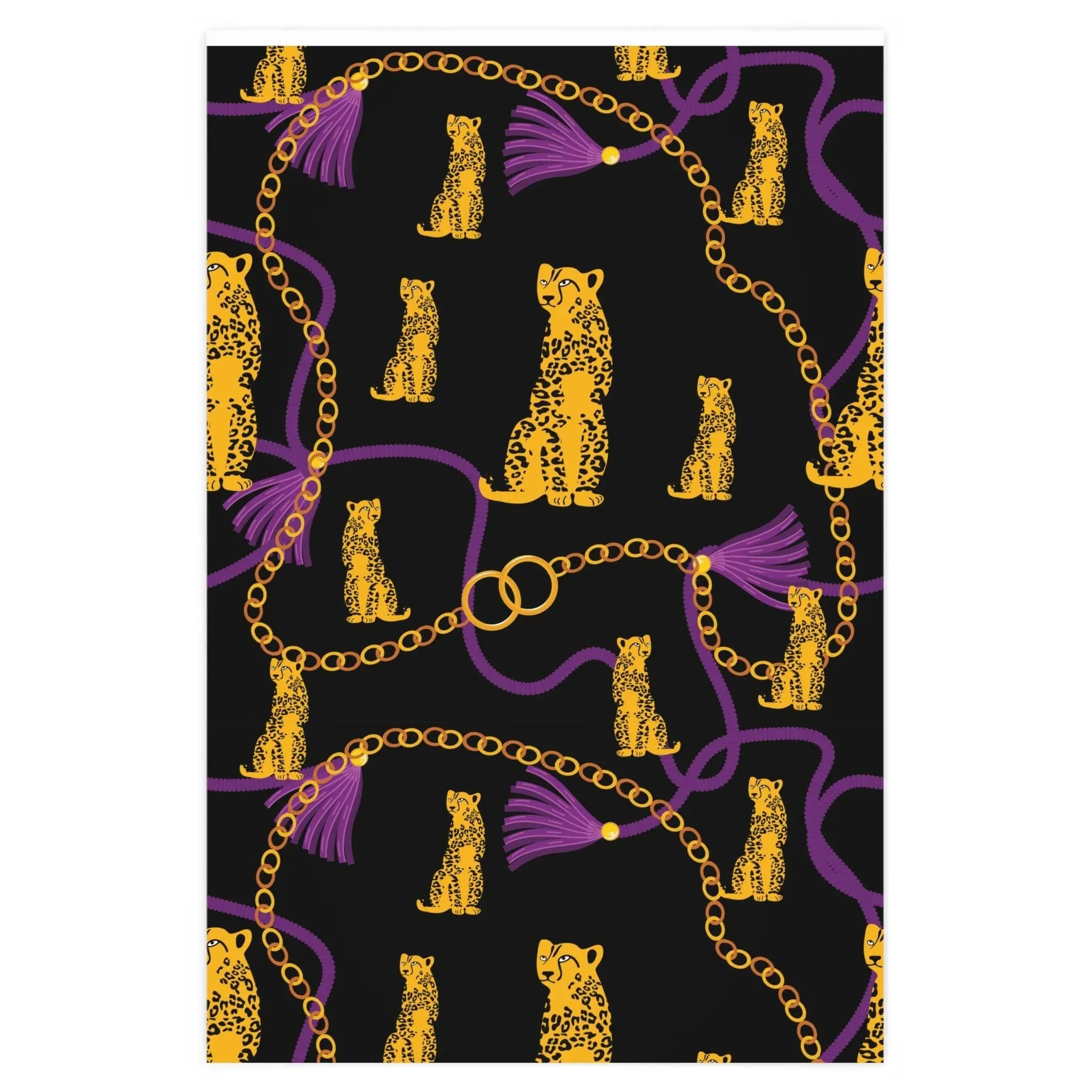 Leopard and Gold Chains Wrapping Paper