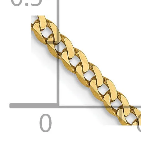 Leslie 14k Yellow Gold 2.2mm Beveled Curb Chain