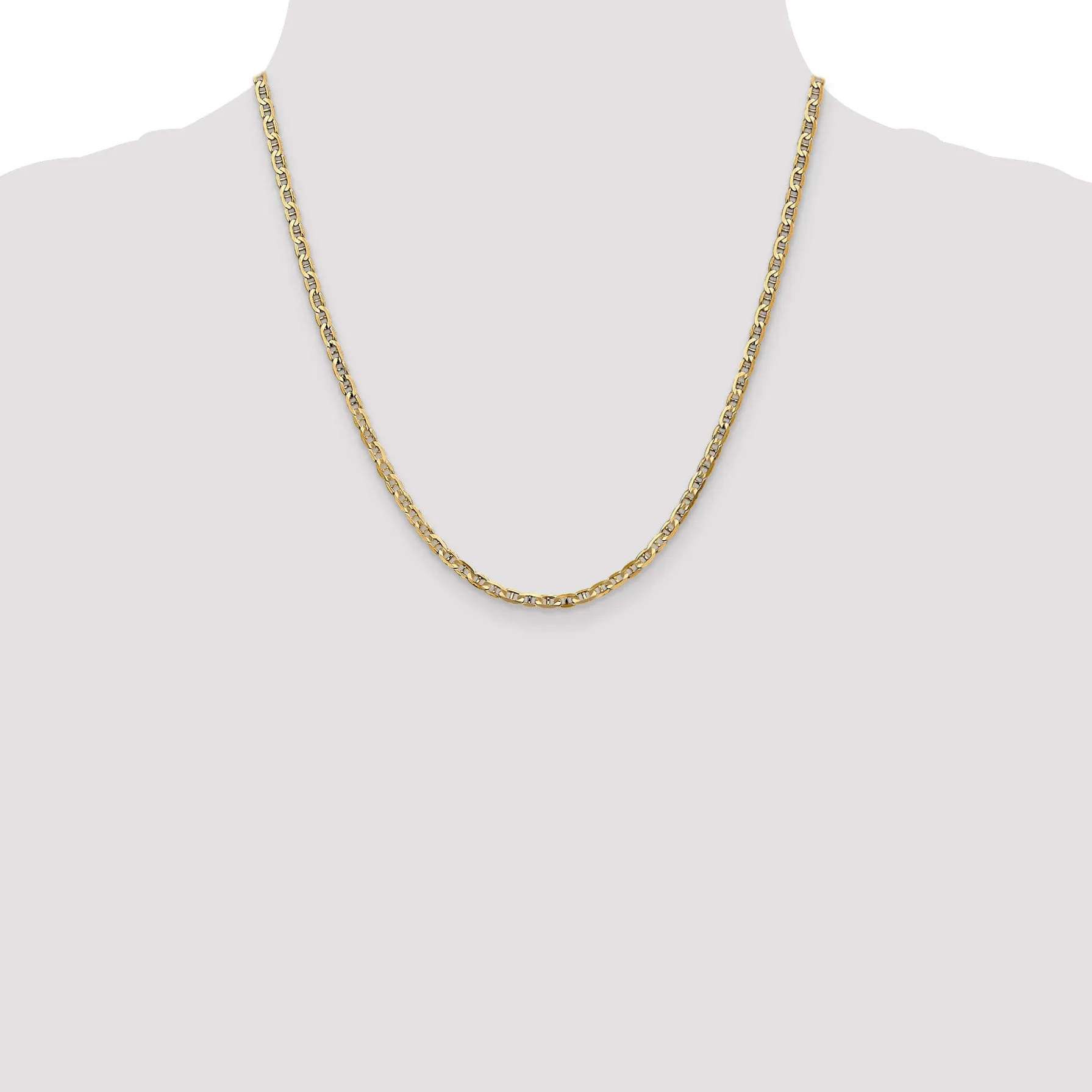 Leslie 14k Yellow Gold 3mm Concave Anchor Chain