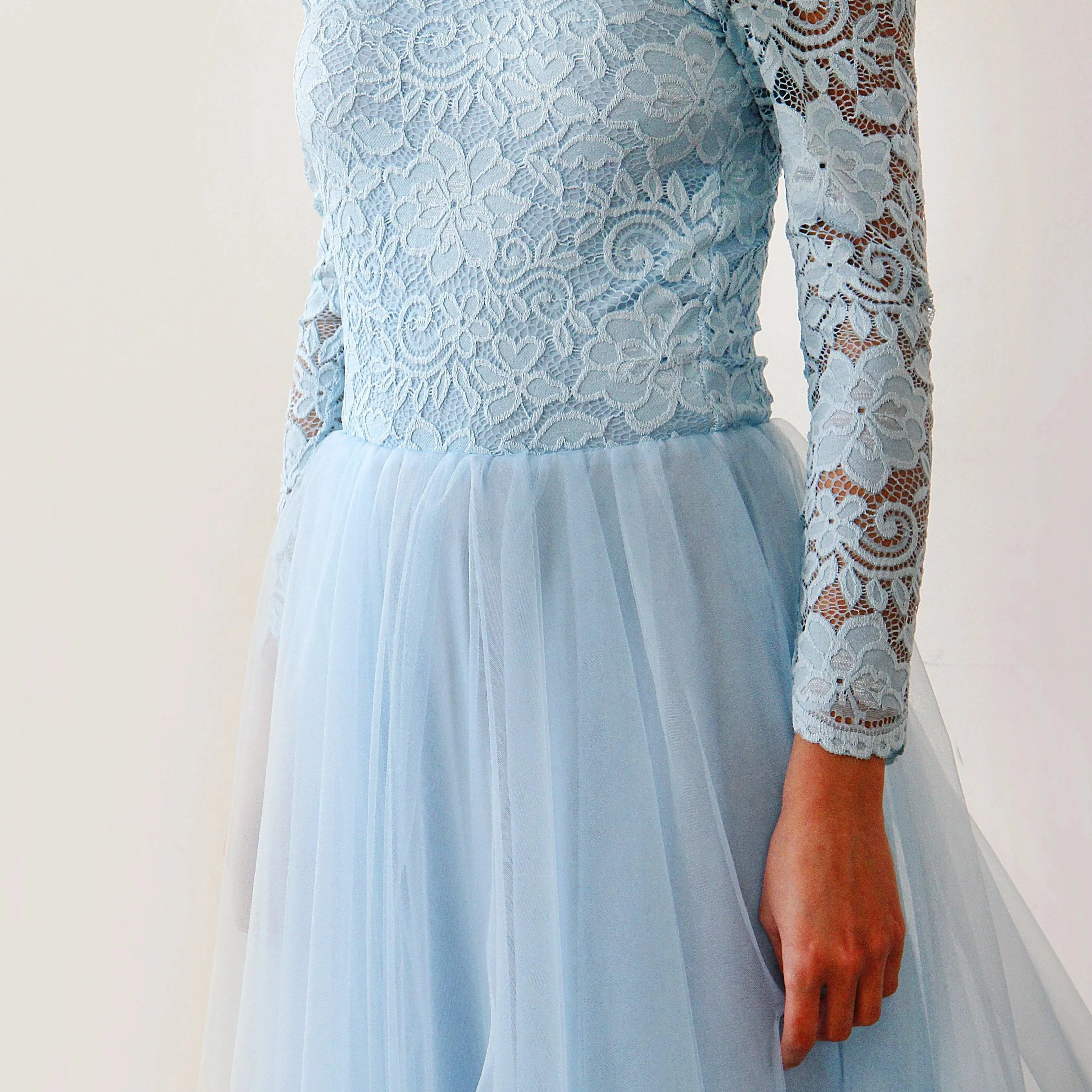 Light Blue Off-The-Shoulder  Dress #1134