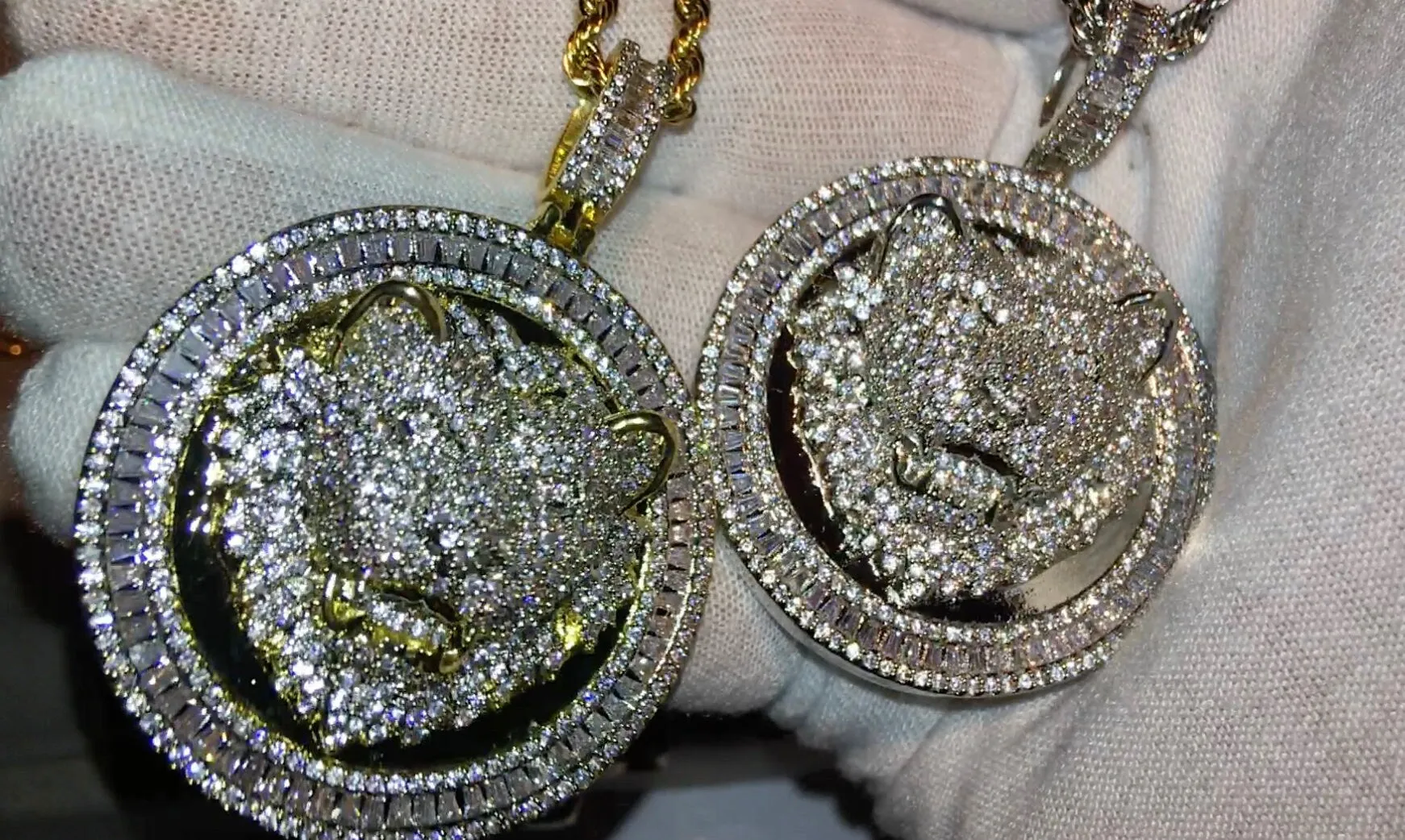 Lion Pendant | Iced Out Pendant | Gold Lion Pendant | Diamond Lion Pendant | Iced Necklace | Baguette Pendant | Hip Hop Pendant | Lion Chain