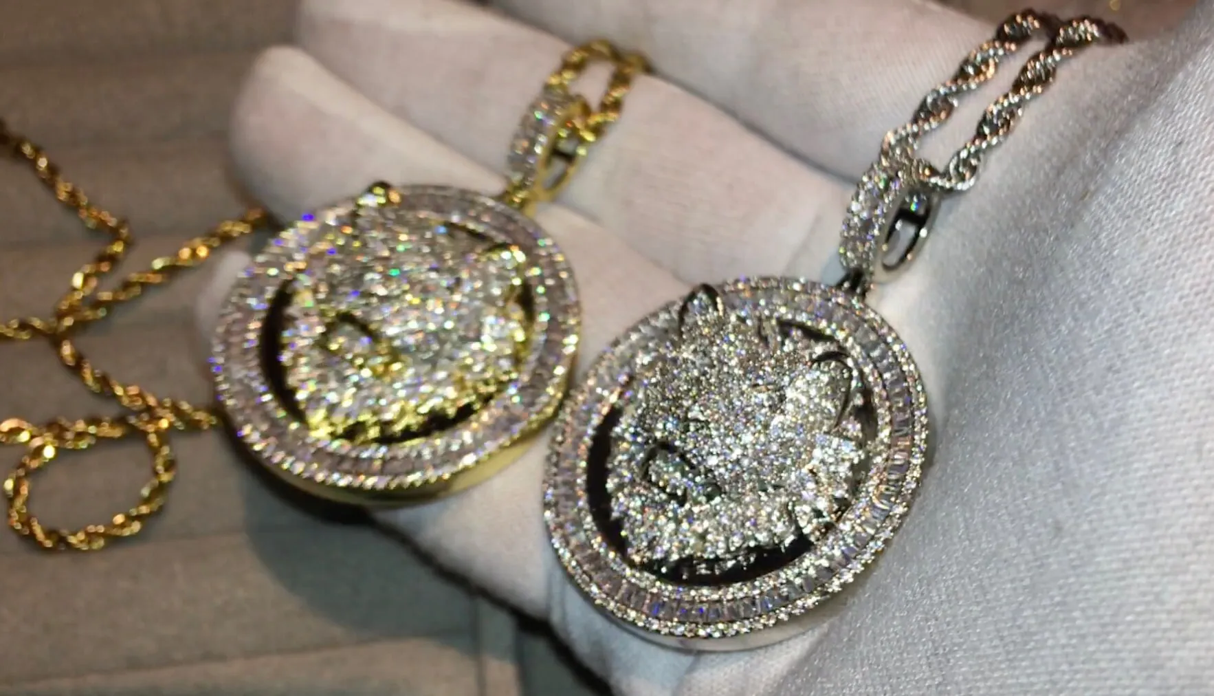 Lion Pendant | Iced Out Pendant | Gold Lion Pendant | Diamond Lion Pendant | Iced Necklace | Baguette Pendant | Hip Hop Pendant | Lion Chain