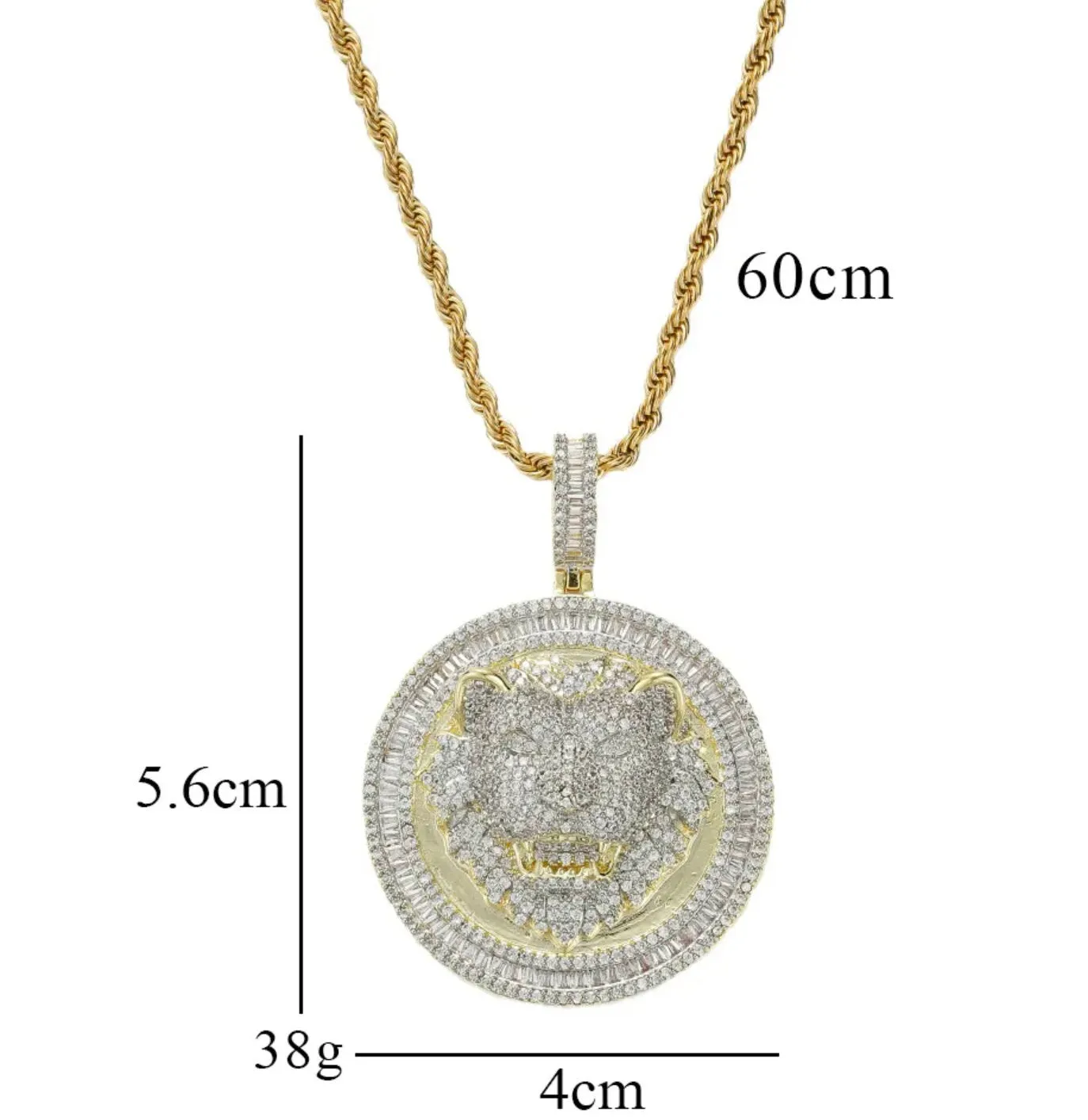 Lion Pendant | Iced Out Pendant | Gold Lion Pendant | Diamond Lion Pendant | Iced Necklace | Baguette Pendant | Hip Hop Pendant | Lion Chain