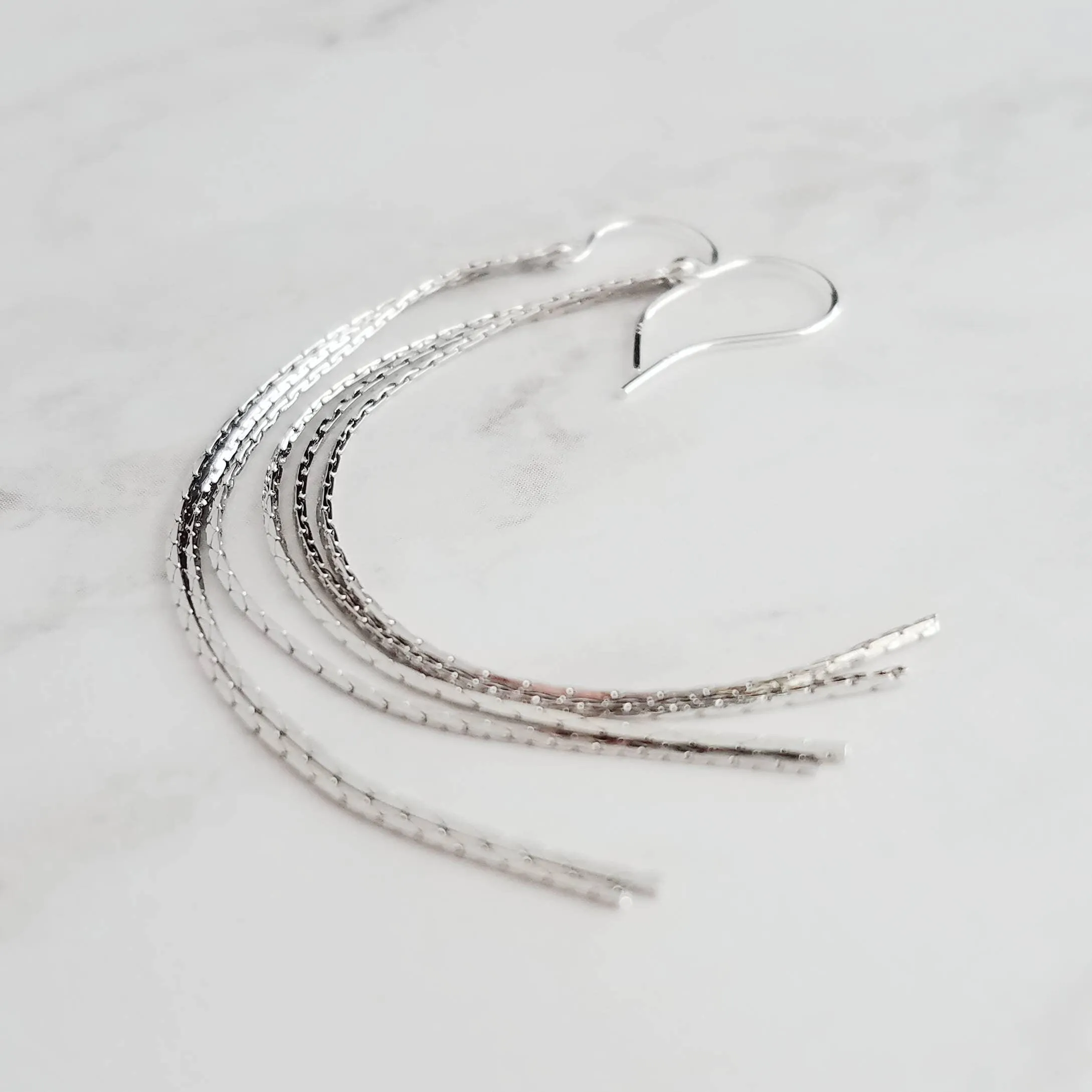 Long Chain Earrings, 925 sterling silver hooks, long thin chain, narrow chain earring, skinny silver earring, sexy earring, wispy earring