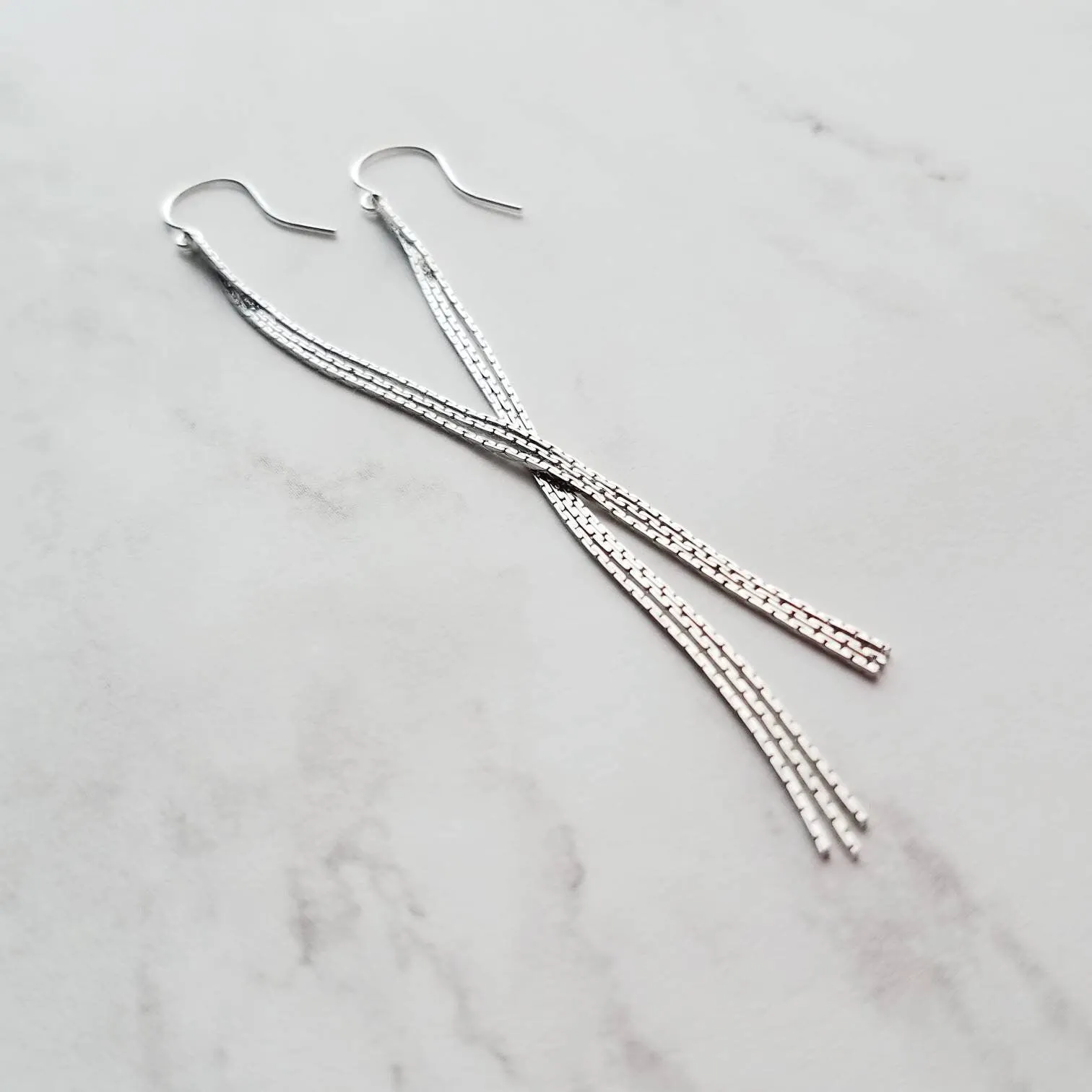 Long Chain Earrings, 925 sterling silver hooks, long thin chain, narrow chain earring, skinny silver earring, sexy earring, wispy earring