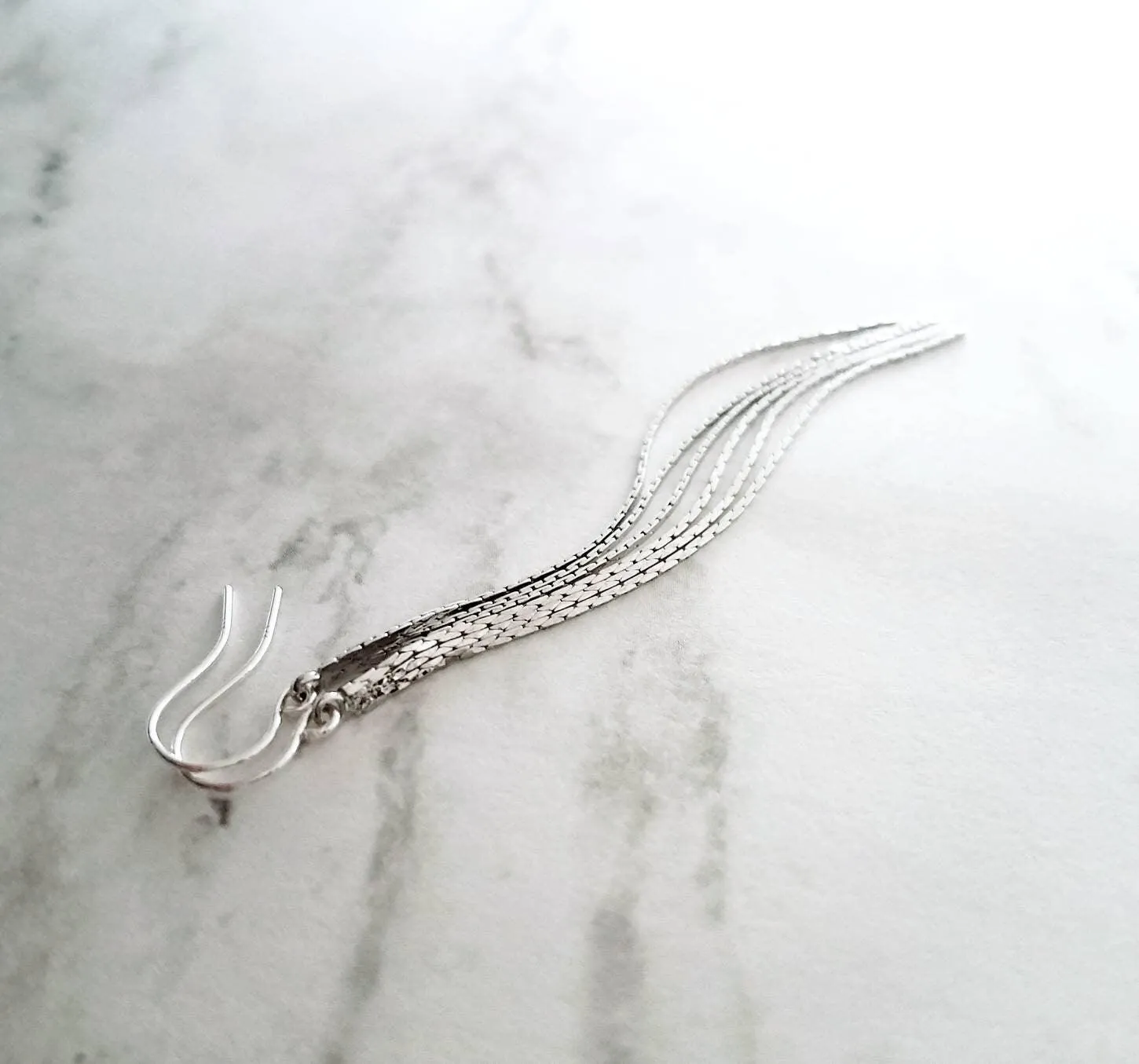 Long Chain Earrings, 925 sterling silver hooks, long thin chain, narrow chain earring, skinny silver earring, sexy earring, wispy earring