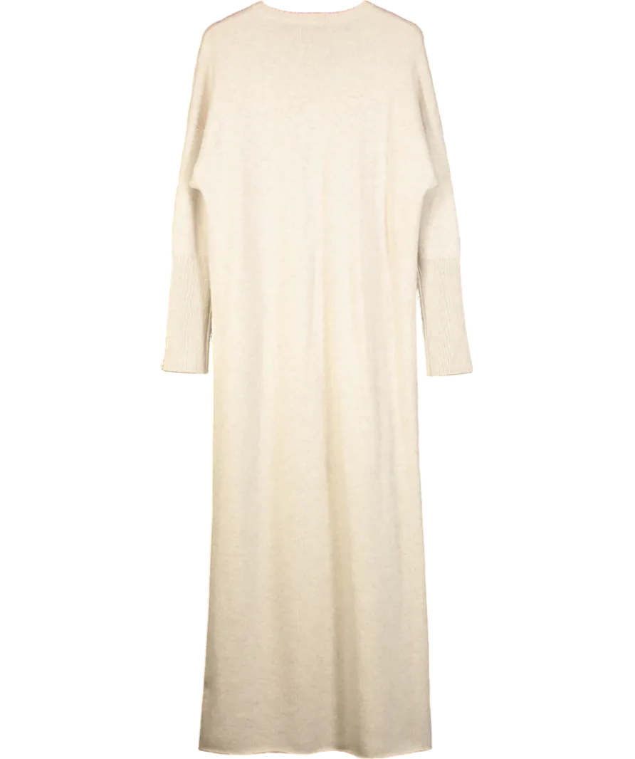 Lucy Nagle Beige Oatmeal 100% Cashmere Long Sleeve Maxi Dress UK XS/S
