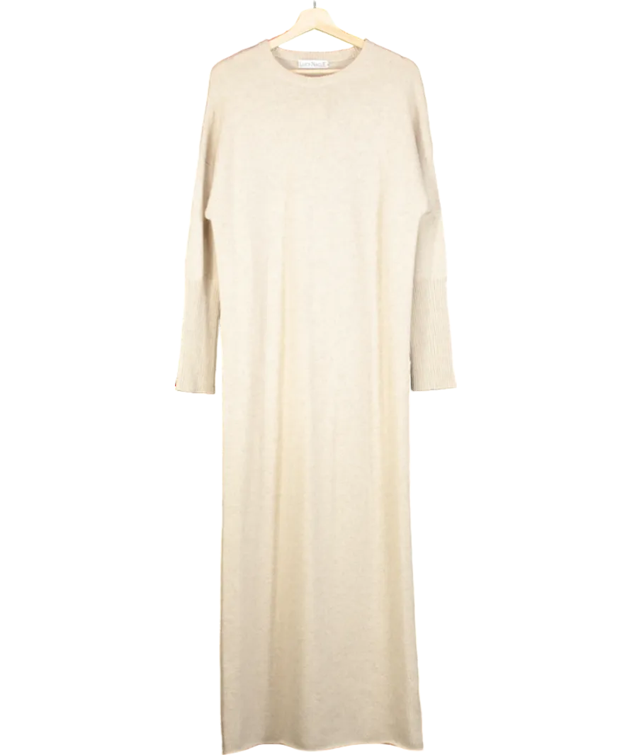 Lucy Nagle Beige Oatmeal 100% Cashmere Long Sleeve Maxi Dress UK XS/S