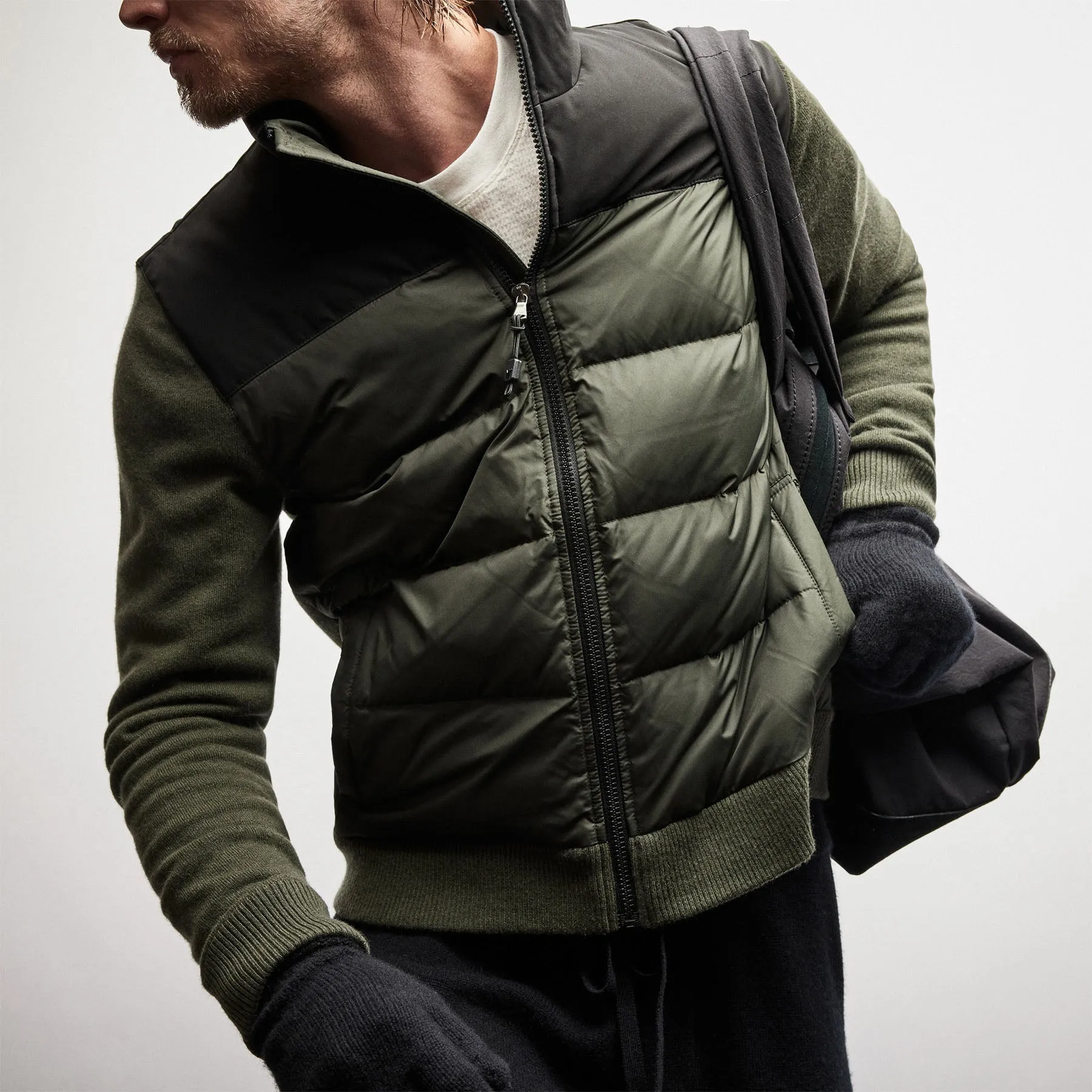 Luxury Down Front Zip Sweater - Sierra