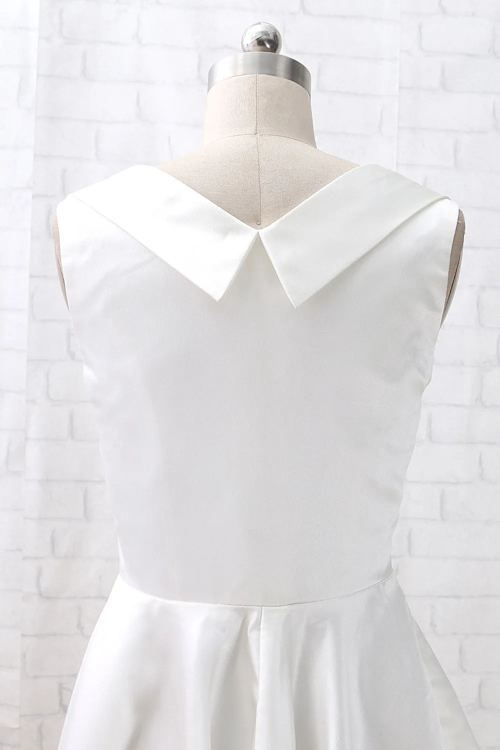 MACloth Straps Knee Length Vintage Ivory Cocktail Party Dress