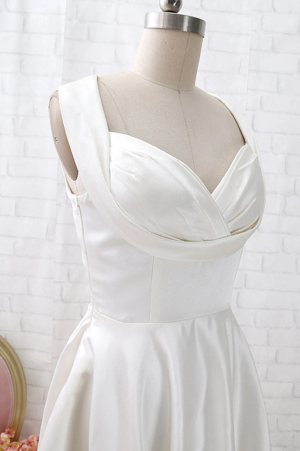 MACloth Straps Knee Length Vintage Ivory Cocktail Party Dress