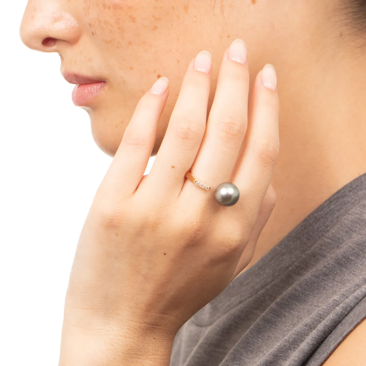 【Made-To-Order】MANHATTAN Tahiti Pearl Diamond Cuff Ring