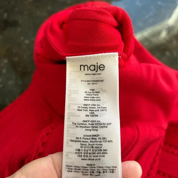 Maje Jubio crochet cut out midi length pleated skirt. US size S. Red. Never worn