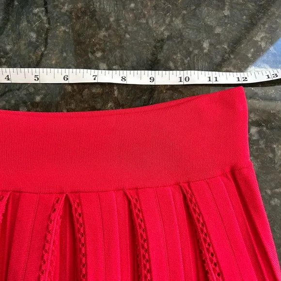 Maje Jubio crochet cut out midi length pleated skirt. US size S. Red. Never worn