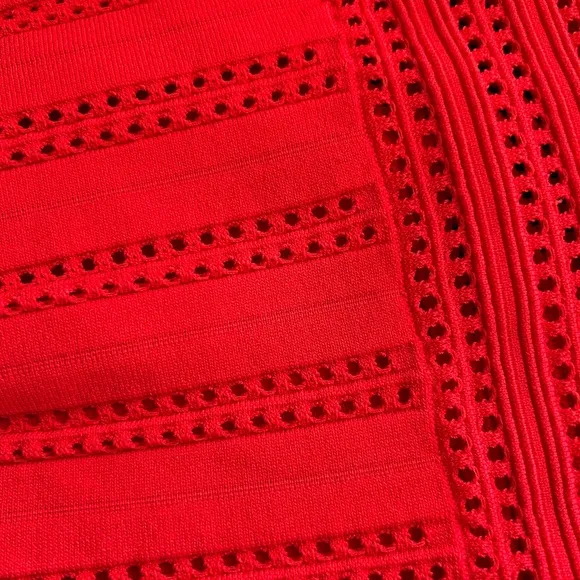 Maje Jubio crochet cut out midi length pleated skirt. US size S. Red. Never worn