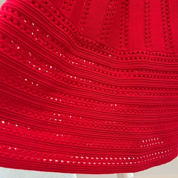 Maje Jubio crochet cut out midi length pleated skirt. US size S. Red. Never worn