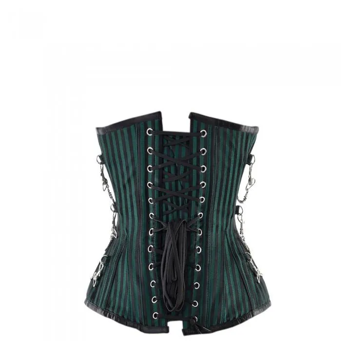 Marshlee Black And Green Striped Underbust With Chains