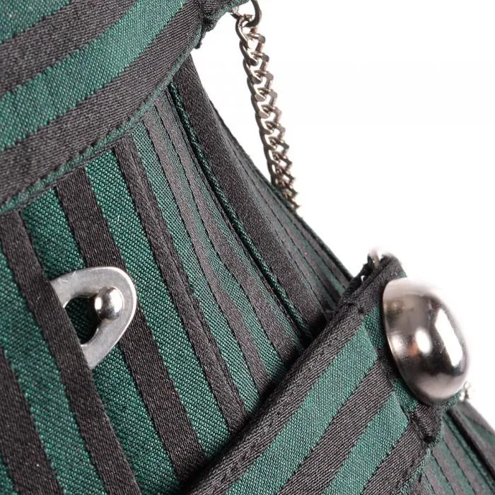Marshlee Black And Green Striped Underbust With Chains