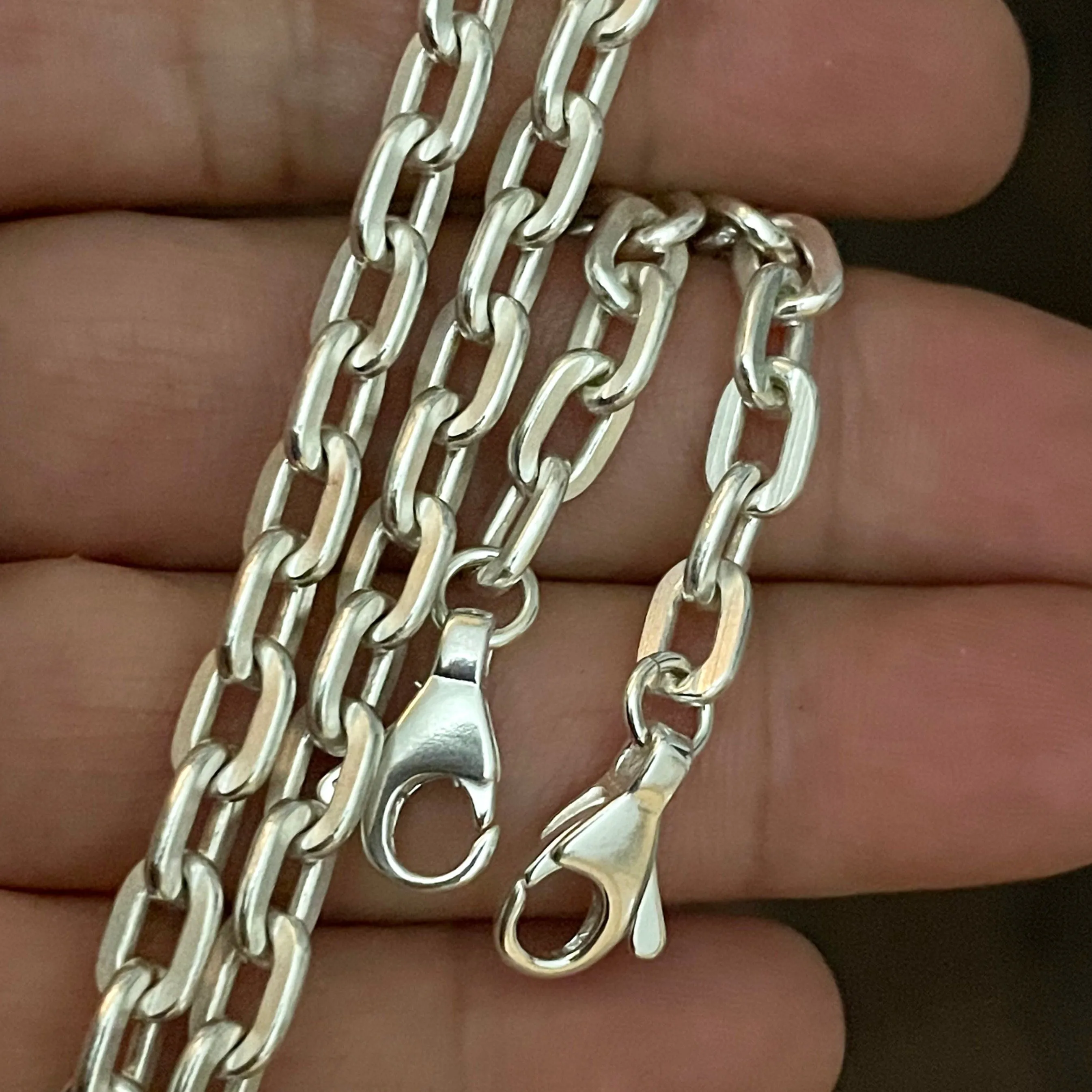 Mens Heavy Cable Chain in Oxidized 925 Sterling Silver
