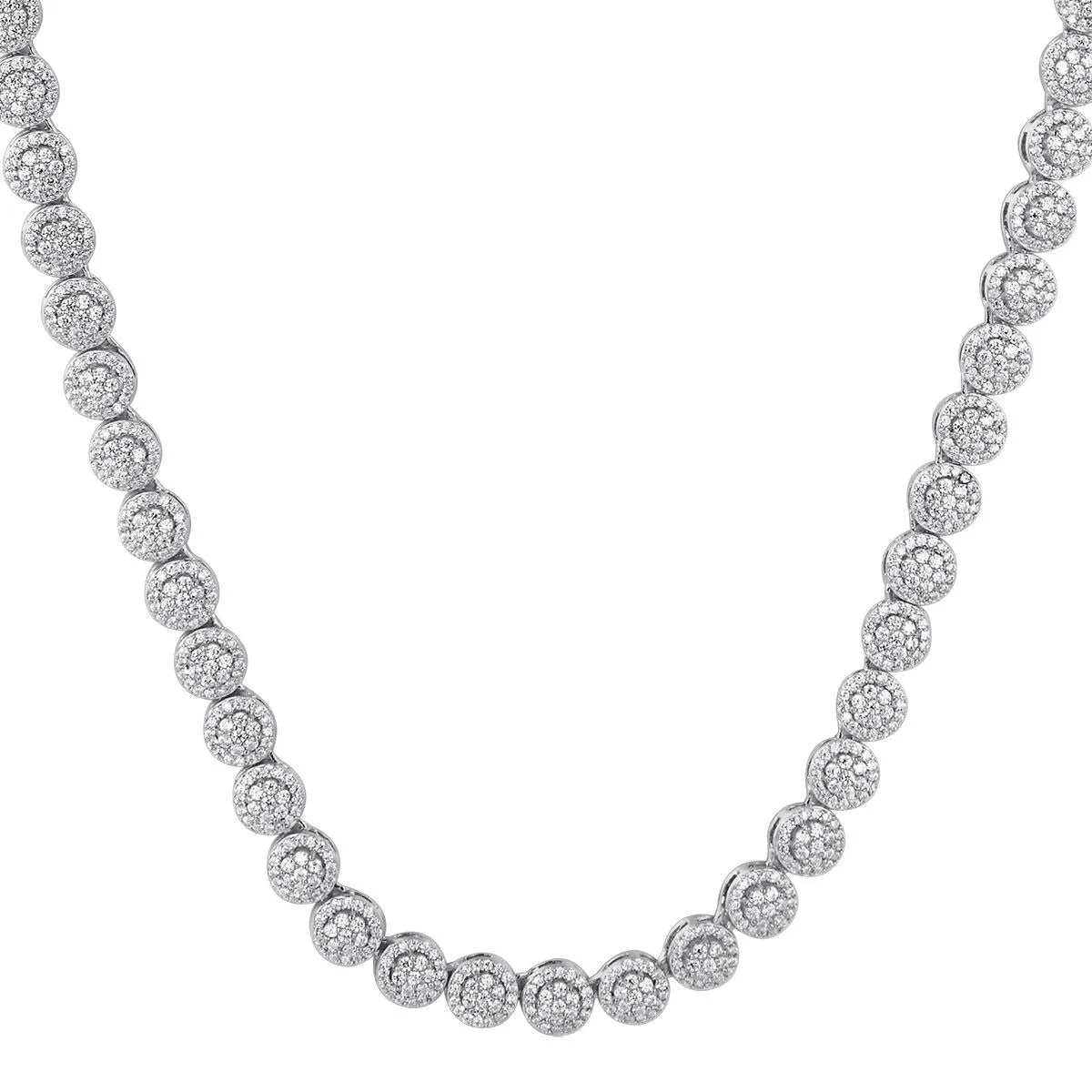 Men's One Row Solitaire Flower Cluster  Custom Chain