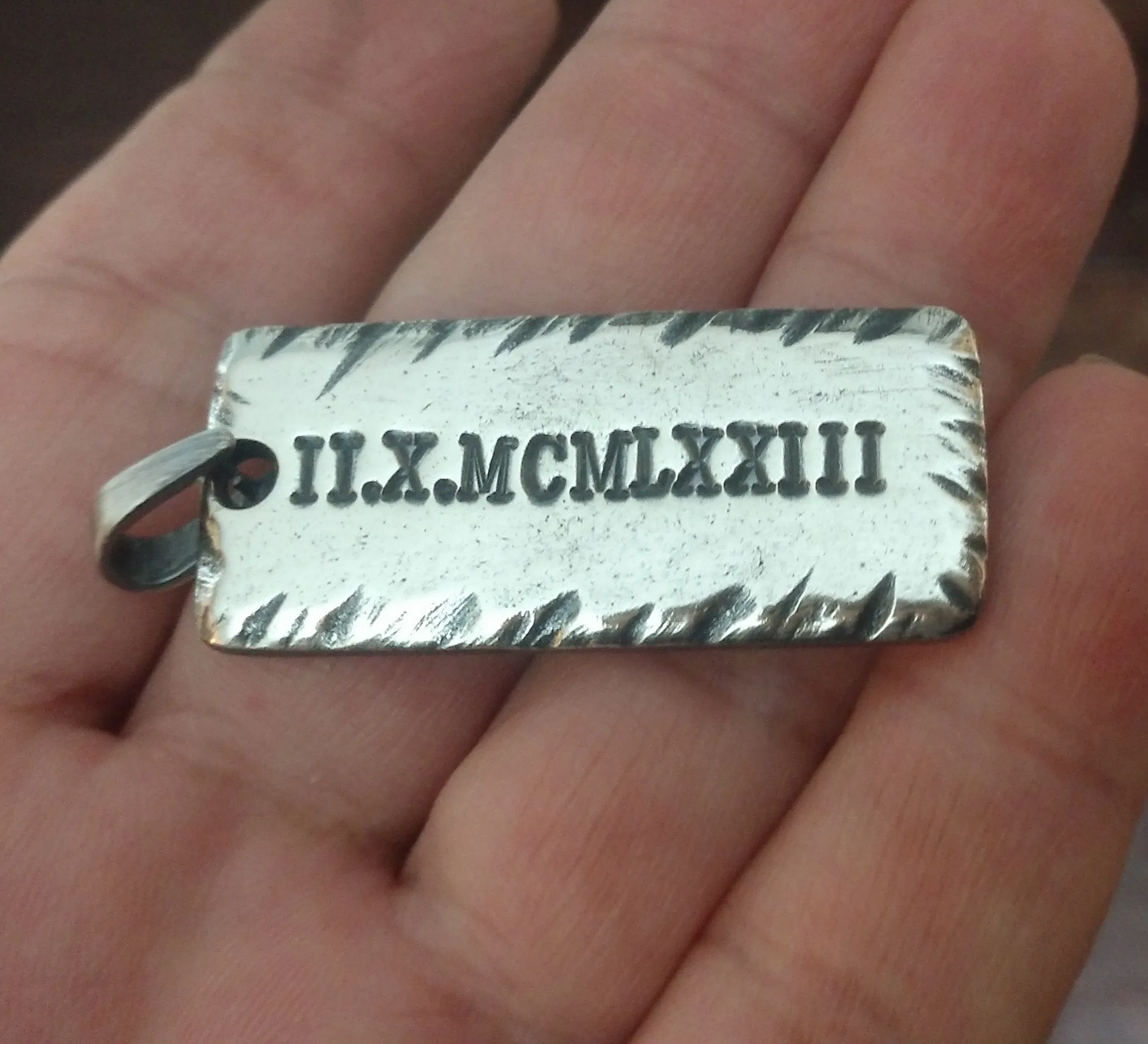 Mens Personalized Rectangle Pendant | Sterling Silver Name Necklace