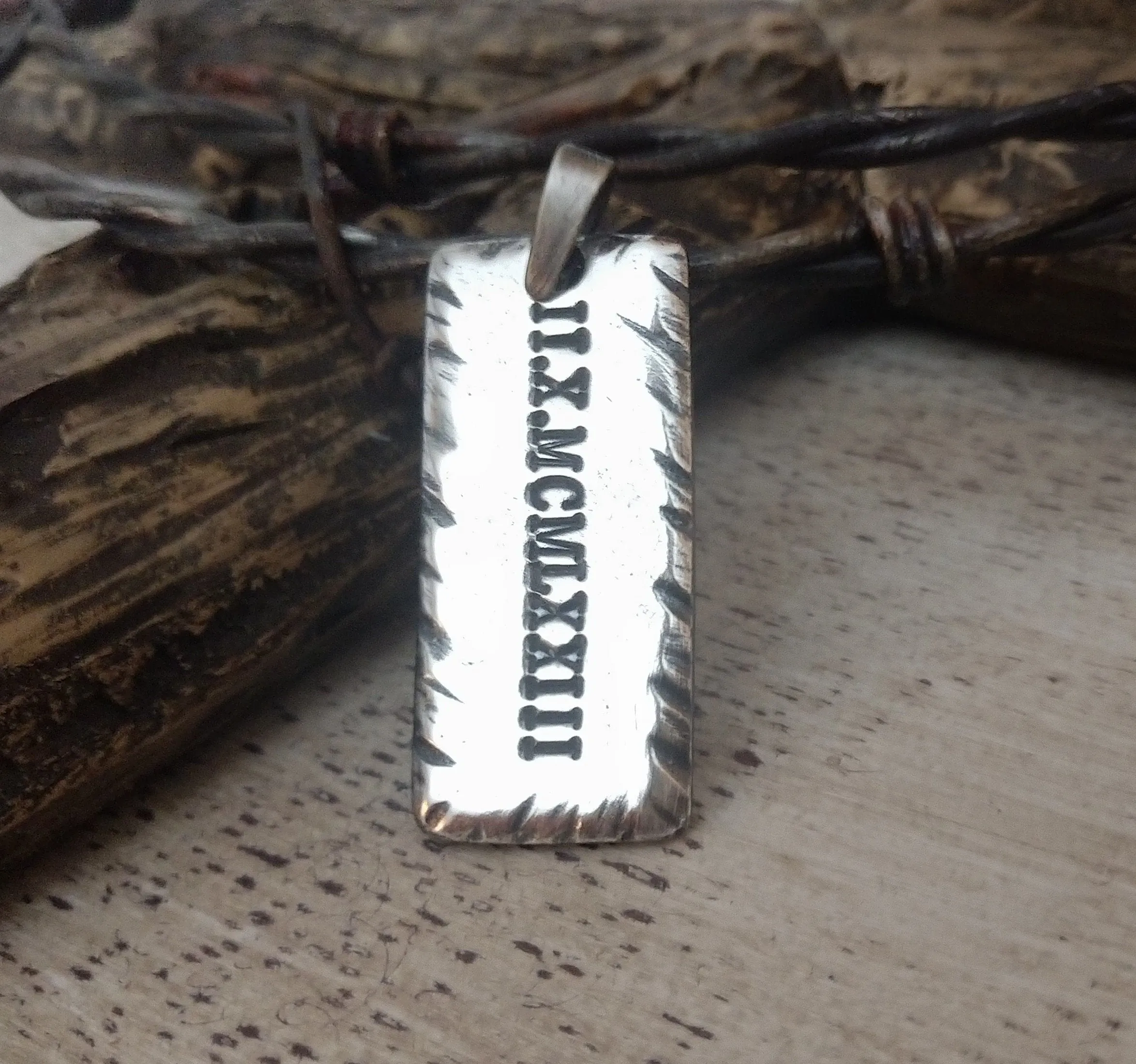 Mens Personalized Rectangle Pendant | Sterling Silver Name Necklace