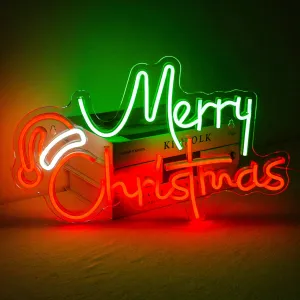 merry Christmas Neon Signs Colorful Christmas Tree Acrylic LED Neon Lights Festival Home Bedroom Party Christmas Wall Decorati