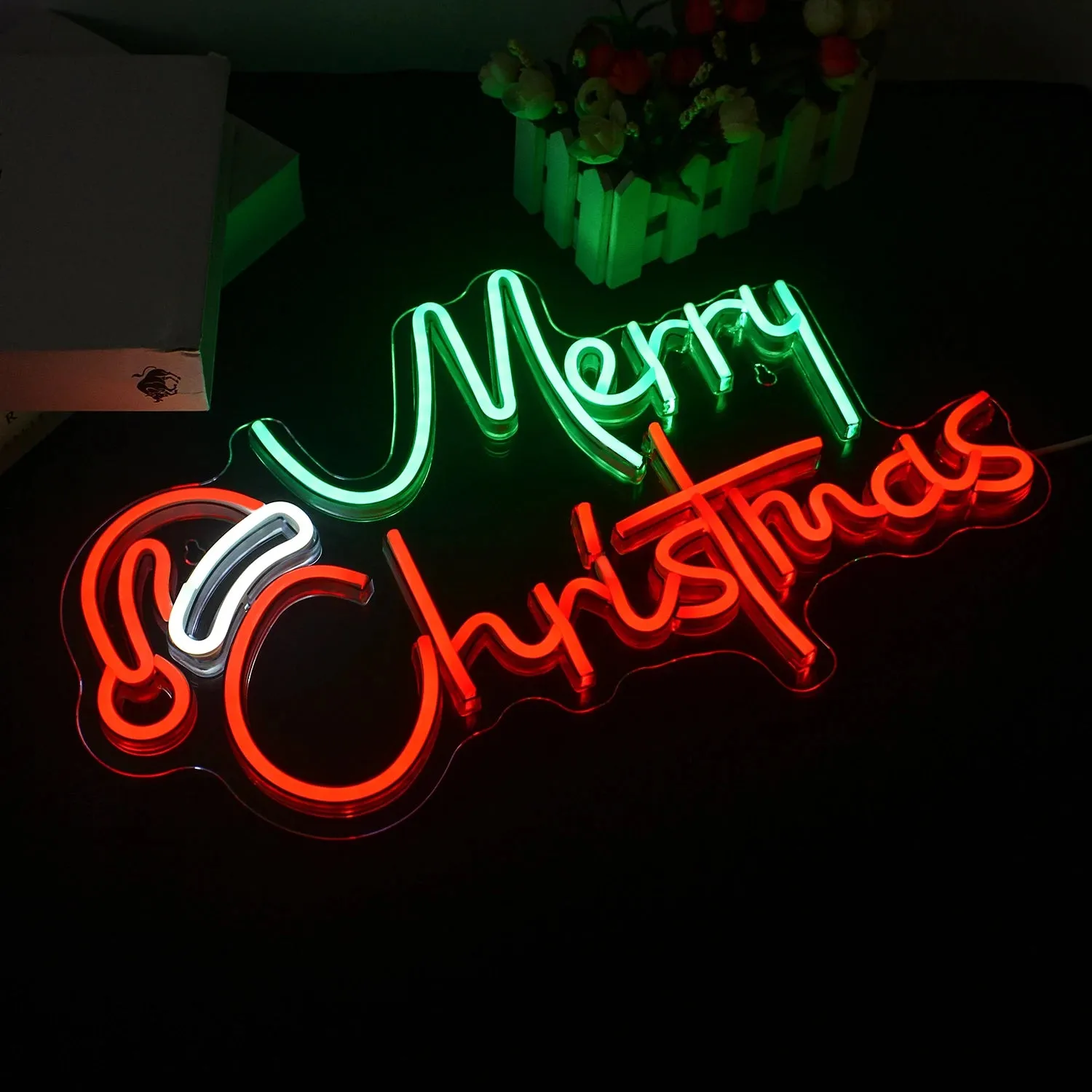 merry Christmas Neon Signs Colorful Christmas Tree Acrylic LED Neon Lights Festival Home Bedroom Party Christmas Wall Decorati