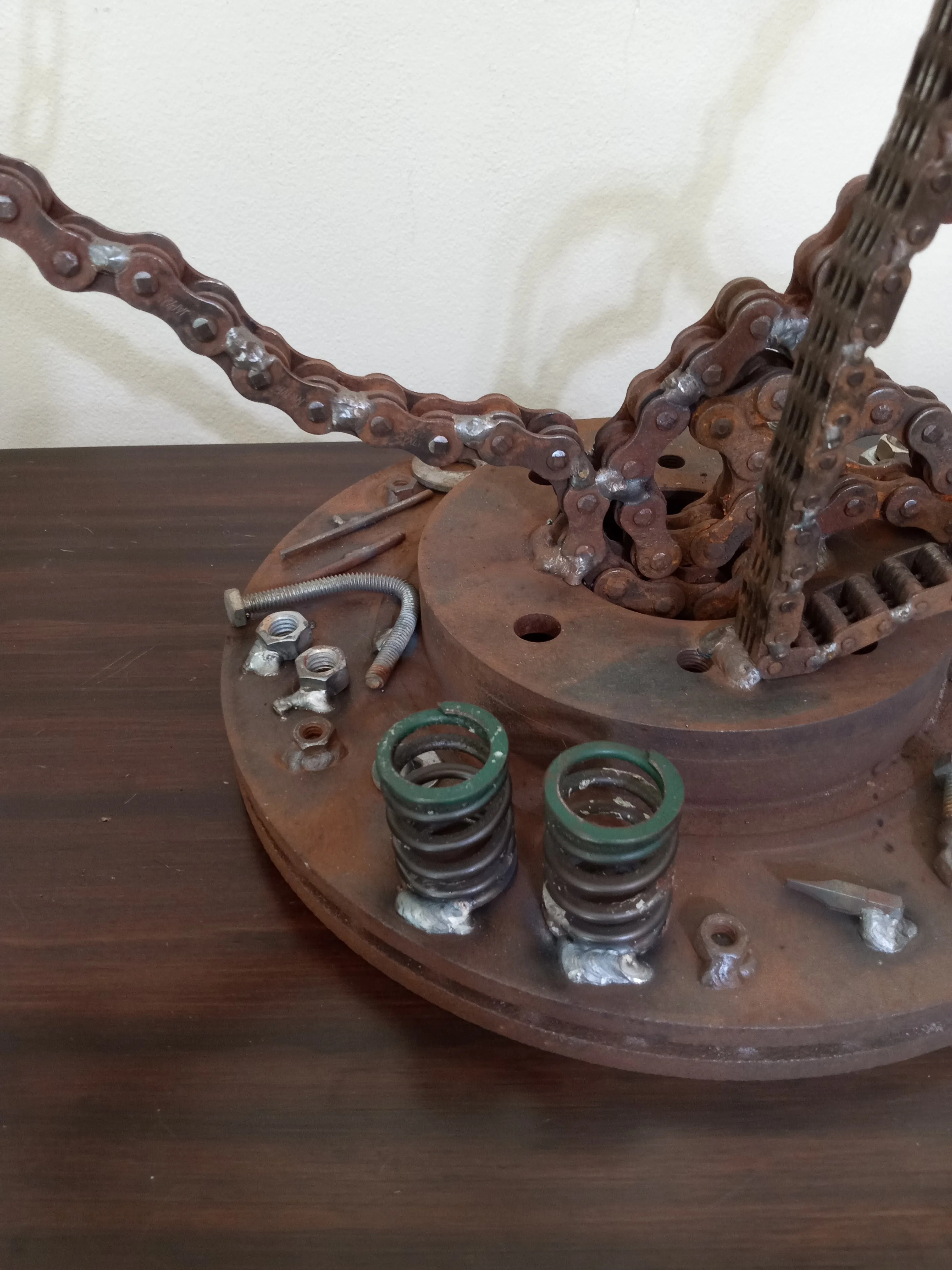 Metal Heart Sculpture of Motorcycle Chains, Rustic Up cycled Welded Metal Art