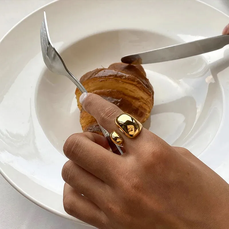 Metallic Ring Irregular Design Minimalist Ins Ring High Quality Waterproof Charm Metallic Gold Silver Fashion Finger Jewelry