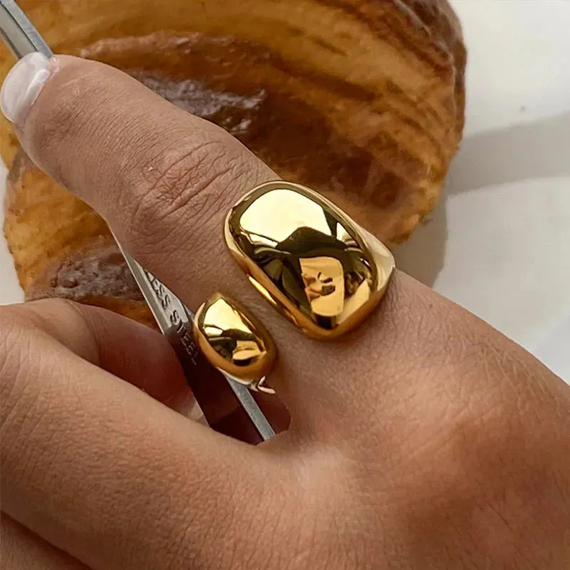Metallic Ring Irregular Design Minimalist Ins Ring High Quality Waterproof Charm Metallic Gold Silver Fashion Finger Jewelry