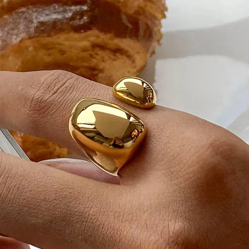 Metallic Ring Irregular Design Minimalist Ins Ring High Quality Waterproof Charm Metallic Gold Silver Fashion Finger Jewelry