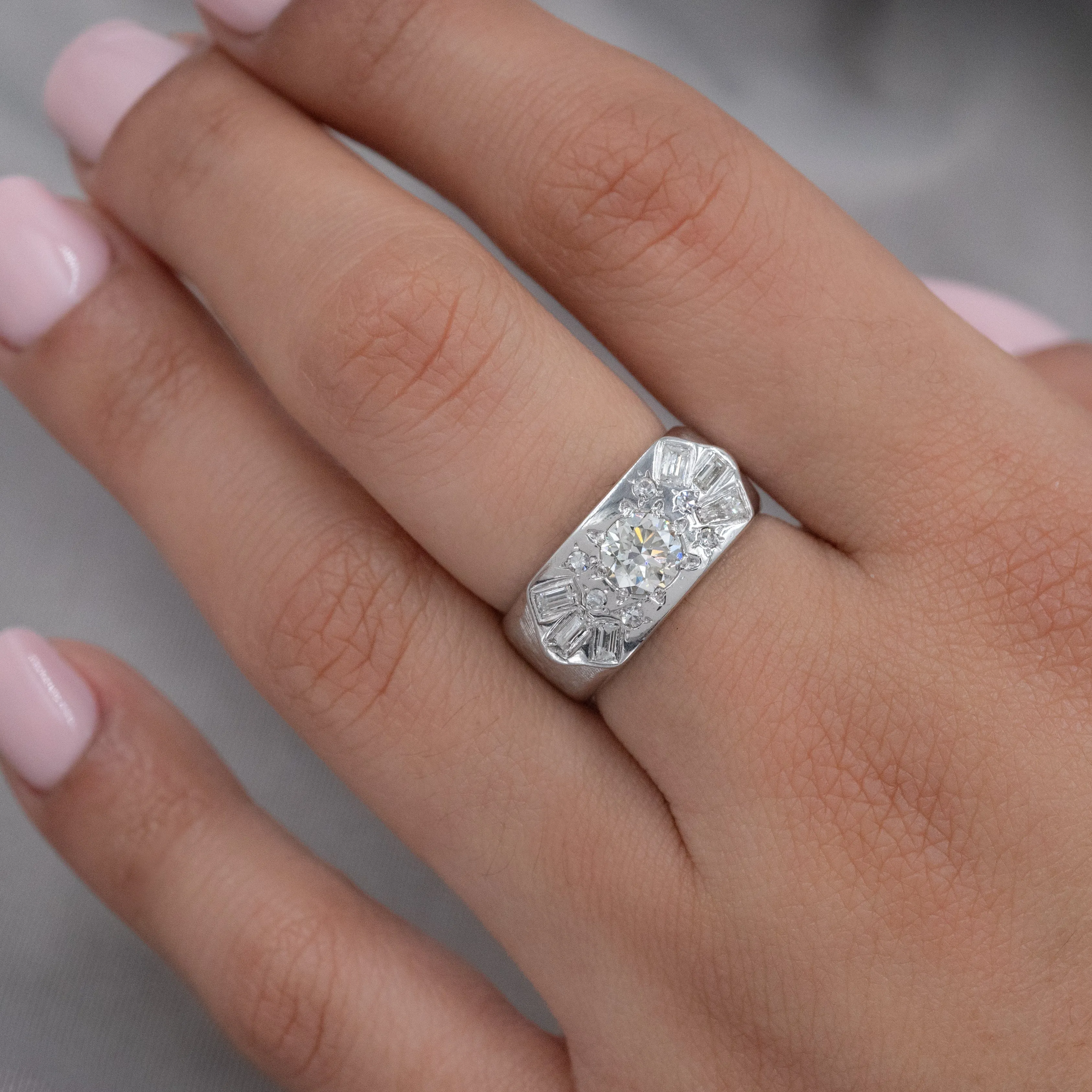 Midcentury .68 Carat Diamond Ring
